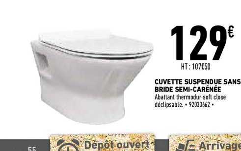 cuvette suspendue sans bride semi-carénée