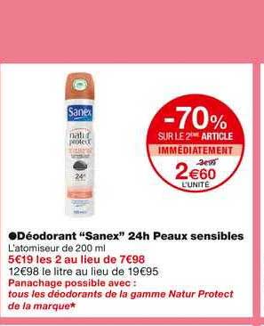 déodorant "sanex" 24h peaux sensibles