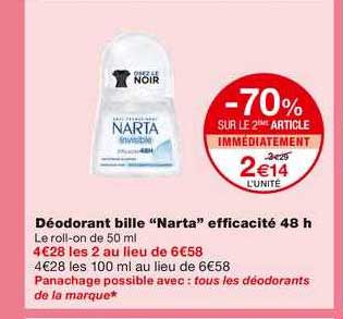 déodorant bille "narta" efficacité 48 h