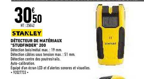 détecteur de matériaux "studfinder" 200 stanley