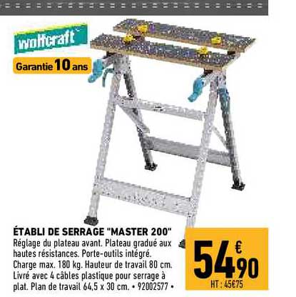 établi de serrage "master 200" wolfcraft