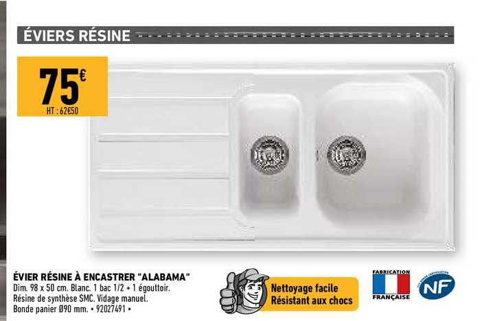 évier résine à encastrer "alabama"