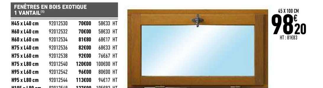 fenêtres en bois exotique 1 vantail
