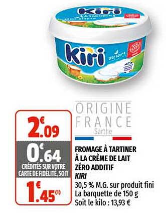 fromage à tartiner à la crème de lait zéro additif kiri