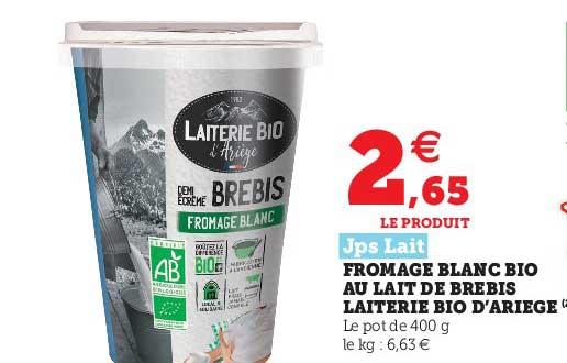 fromage blanc bio au lait de brebis laiterie bio d'ariège jps lait