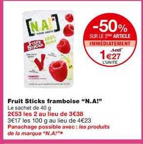 fruit sticks framboise n.a! -50% sur le 2ème article immédiatement