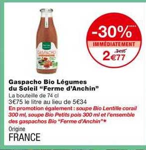 gaspacho bio légumes du soleil ferme d'anchin