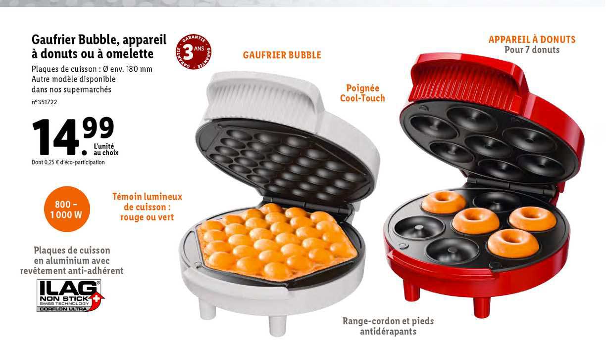 gaufrier bubble, appareil à donuts ou à omelette