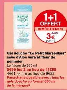 gel douche "le petit marseillais" sève d'aloé véra et fleur de pommier