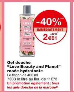 gel douche "love beauty and planet" rosée hydratante