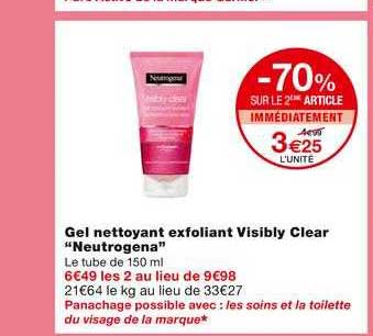 gel nettoyant exfoliant visibly clear "neutrogena"