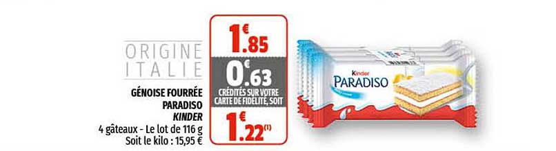 génoise fourrée paradiso kinder
