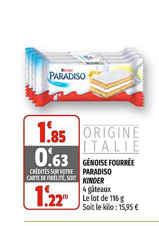 génoise fourrrée paradiso kinder