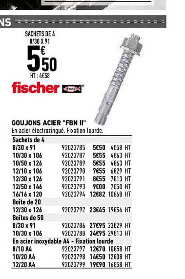 goujons acier "fbn II" fischer