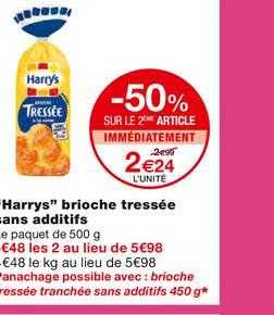 harry's brioche tressée sans additifs -50% sur le 2ème article immédiatement