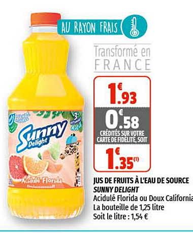 jus de fruits à l'eau de source sunny delight
