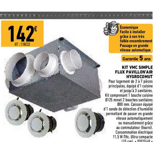 kit vmc simple flux pavillon'air hygrocomut