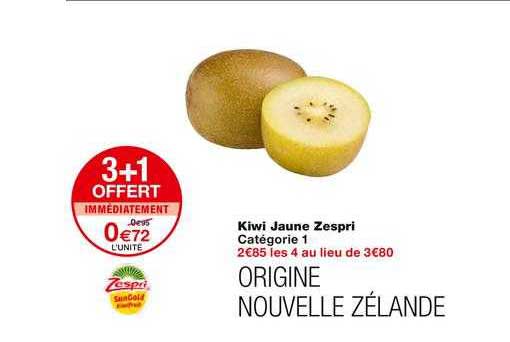 kwini jaune zespri 3+1 offert immédiatement