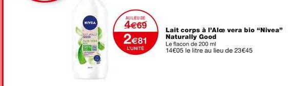 lait corps à l'aloé vera bio "nivea" naturally good