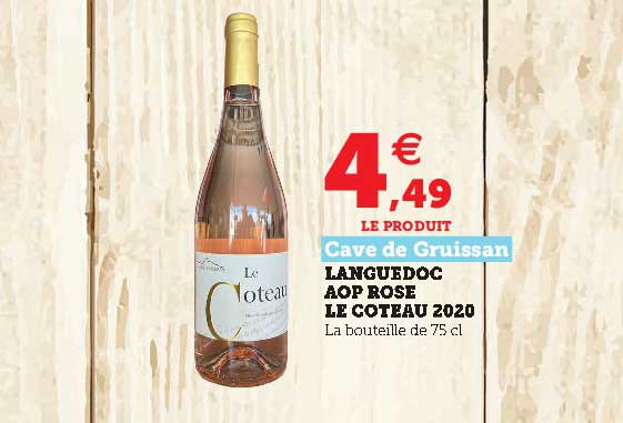 languedoc aop rose le coteau 2020 cave de gruissan