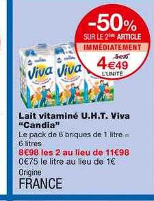 lati vitaminé u.h.t. viva candia -50% sur le 2ème article immédiatement
