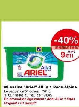 lessive ariel all in 1 pods alpine