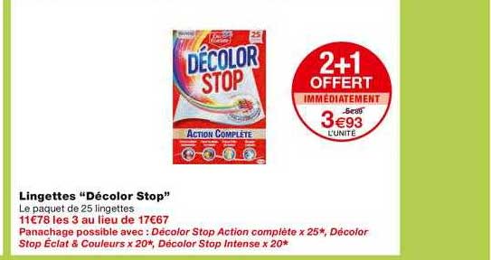 lingettes décolor stop 2+1 offert immédiatement