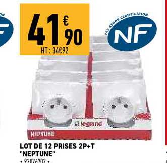 lot de 12 prises 2p+t "neptune"