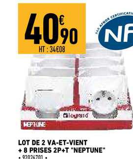 lot de 2 va-et-vient + 8 prises 2p+t "neptune"
