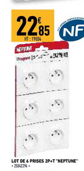 lot de 6 prises 2p+t "neptune"