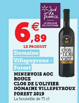 minervois aoc rouge clos de l'olivier domaine villepeyroux forest 2019