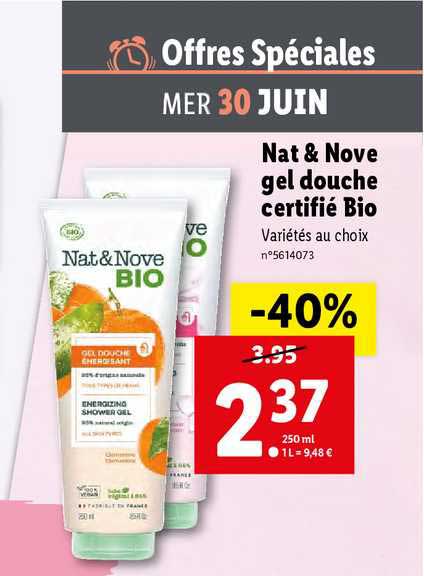 nat & nove gel douche certifié bio