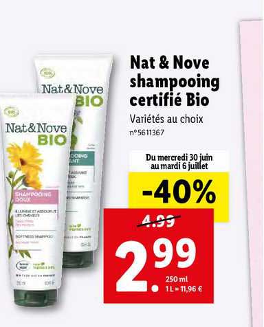 nat & nove shampooing certifié bio