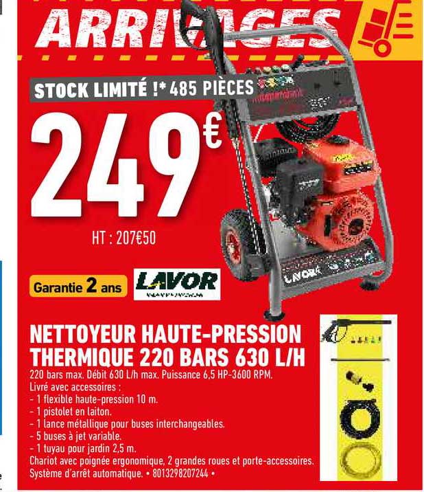 nettoyeur haute-pression thermique 220 bars 630 l-h lavor