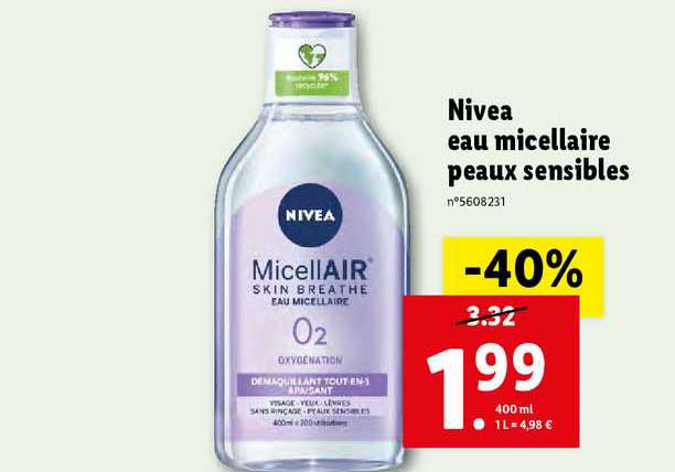nivea eau micellaire peaux sensibles
