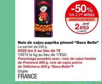 Noix De Cajou Paprika Piment Daco Bello -50% Sur Le 2ème Article Immédiatement