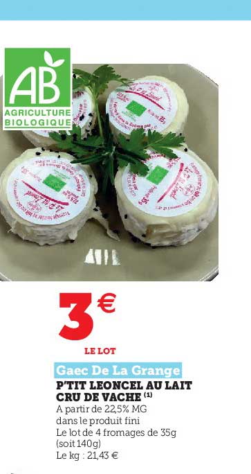 p'tit leoncel au lait cru de vache gaec de la grange