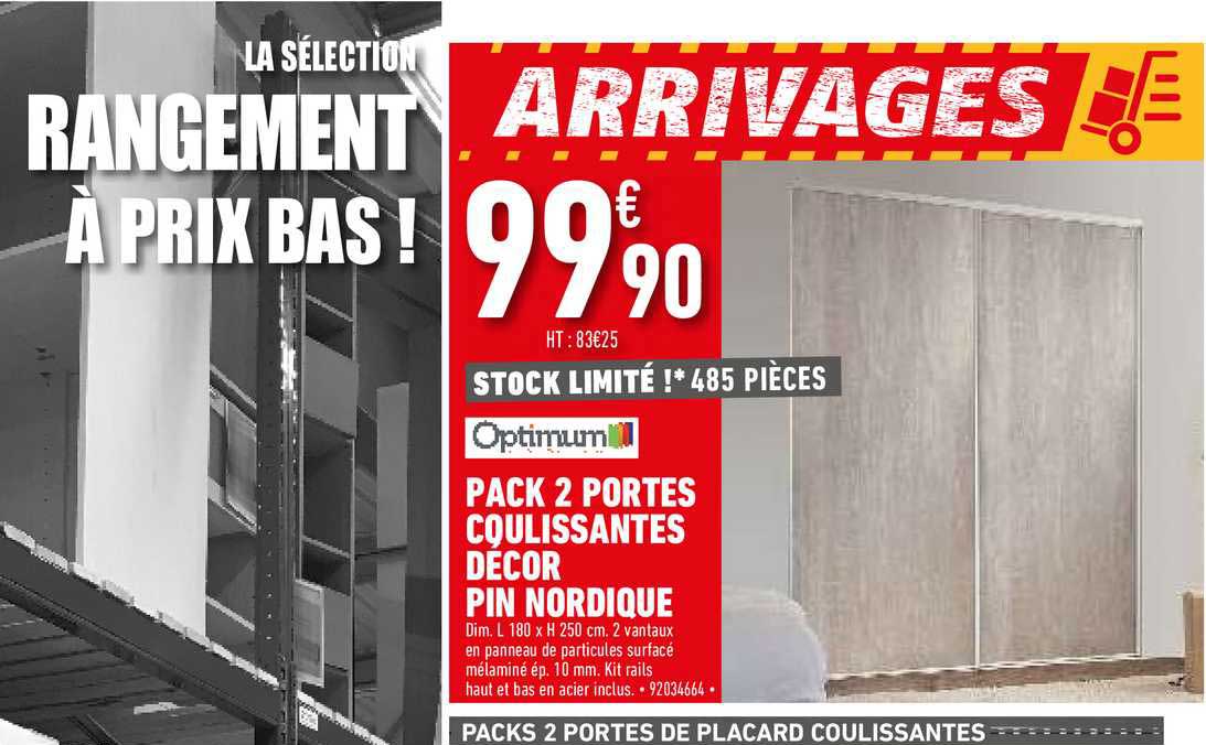 pack 2 portes coulissantes décor pin nordique