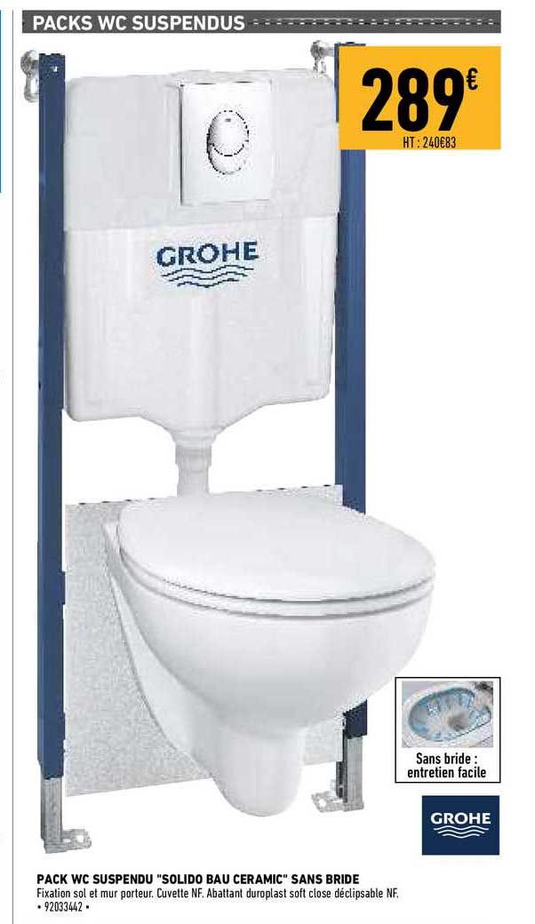 pack wc suspendu "solido bau ceramic" sans bride grohe