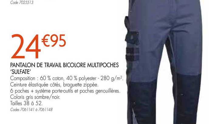 pantalon de travail bicolore multipoches sulfate