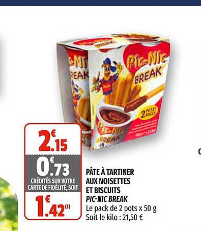 pâte à tartiner aux noisettes et biscuits pic-nic break