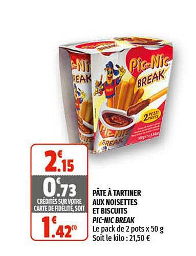 pâte à tartiner aux noisettes et biscuits pic-nic break