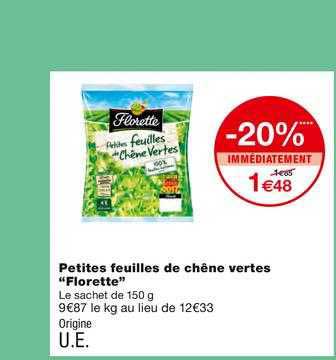 petites feuilles de chêne vertes florette