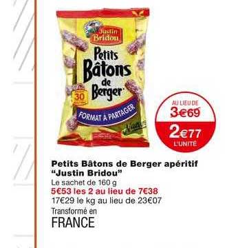 petits bâtons de berger apéritif justin bridou