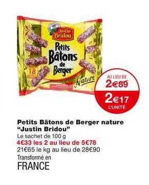 petits bâtons de berger nature justin bridou