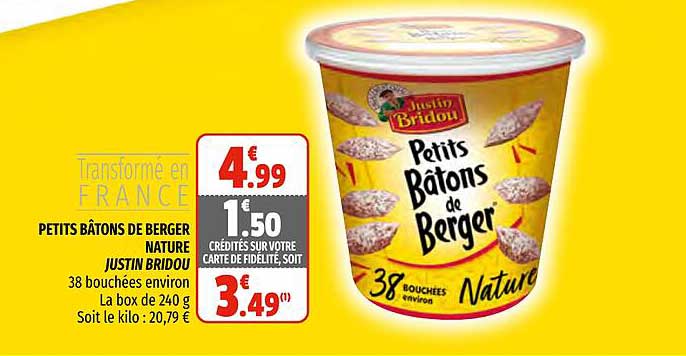 petits bâtons de berger nature justin bridou