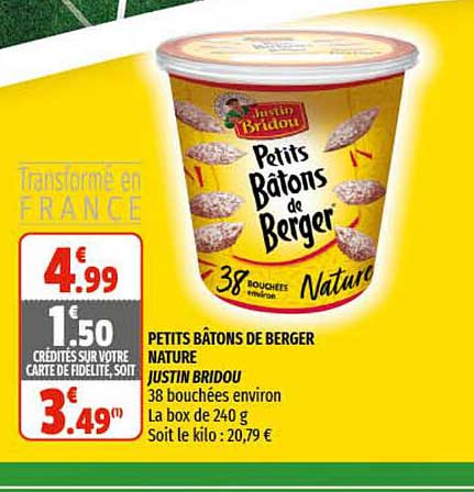 petits bâtons de berger nature justin bridou