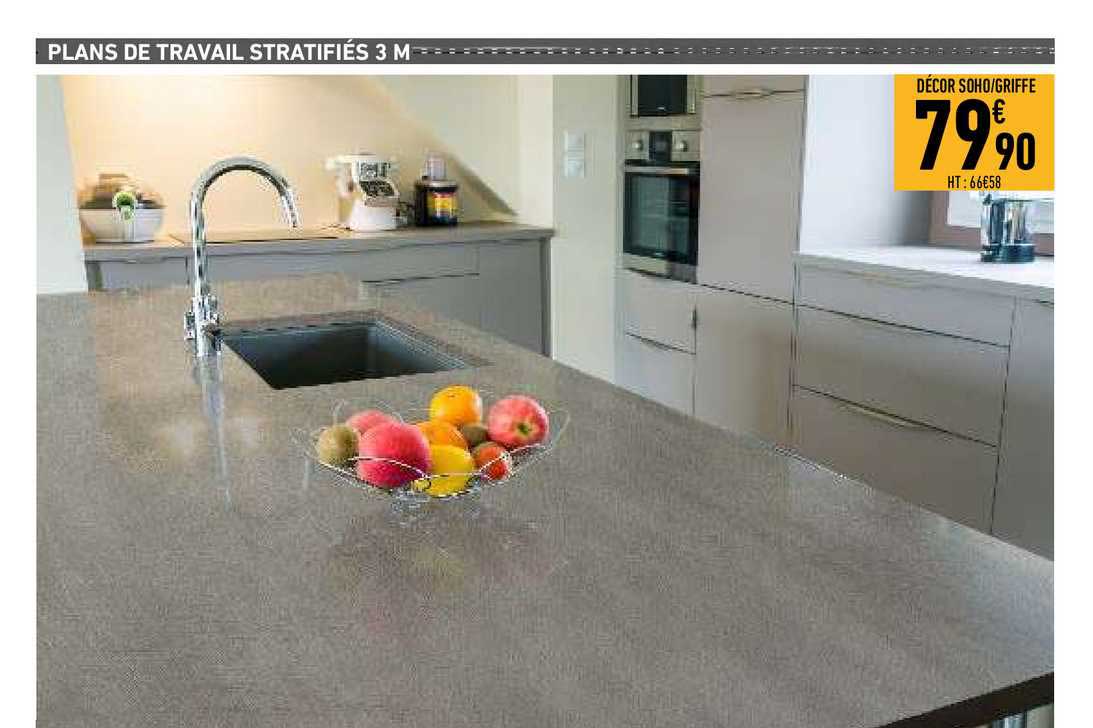 plans de travail stratifiés 3 m