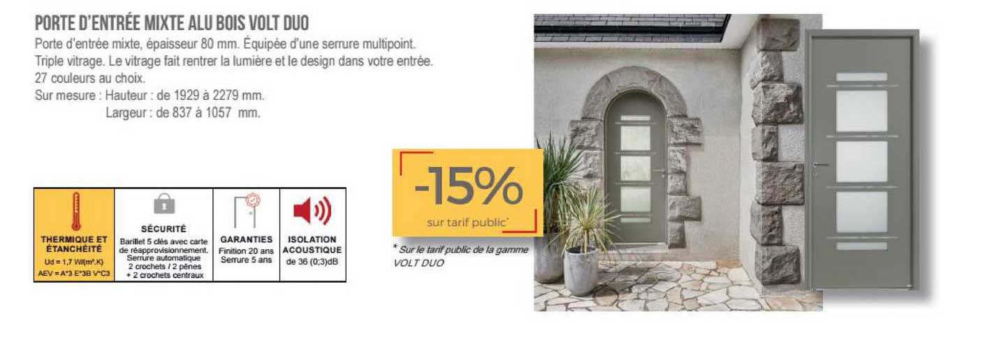 porte d'entrée mixte alu bois volt duo
