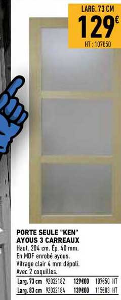 porte seule "ken" ayous 3 carreaux
